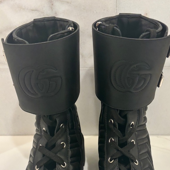 Nappa Frances GG Matelasse Platform Combat Boots - Picture 4 of 10